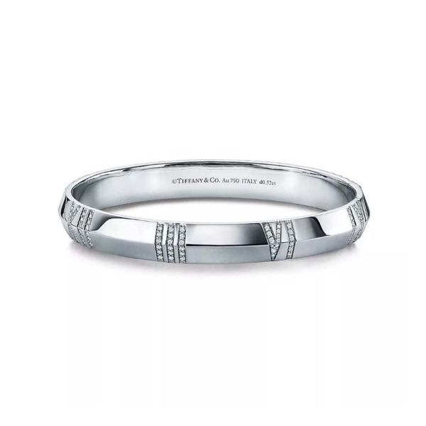 Tiffany X Closed Wide Hinged Bangle in White Gold with Diamonds (1)