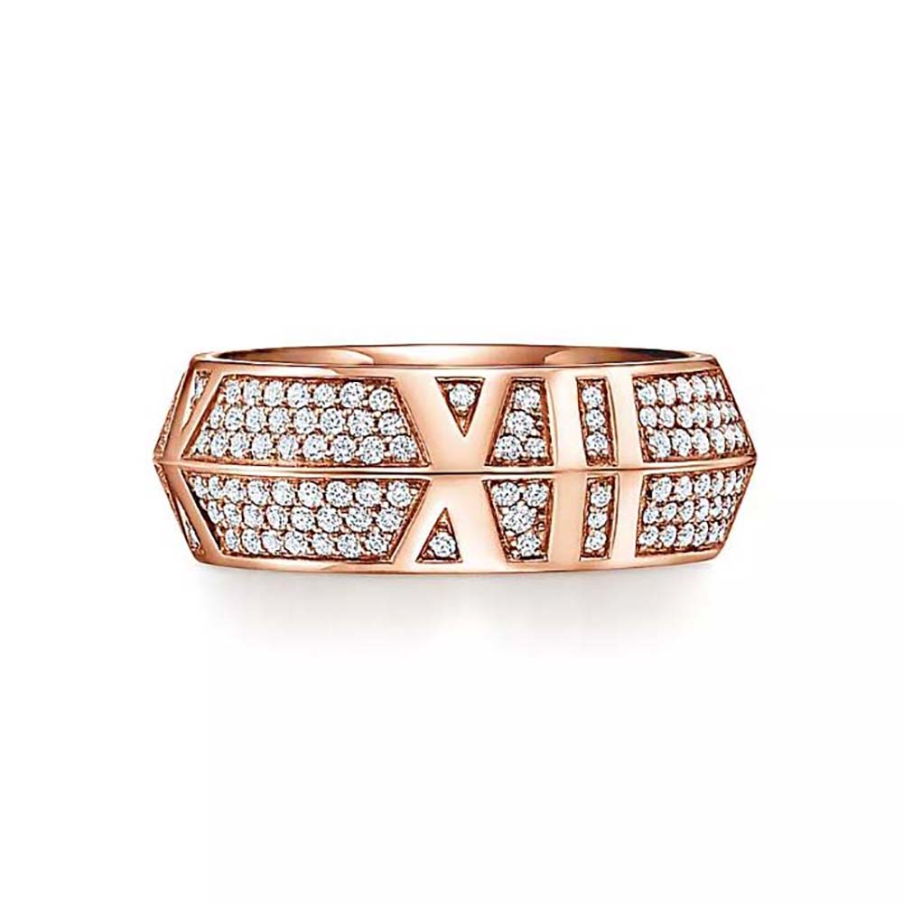 Tiffany X Closed Wide Ring in Rose Gold with Pavé Diamonds