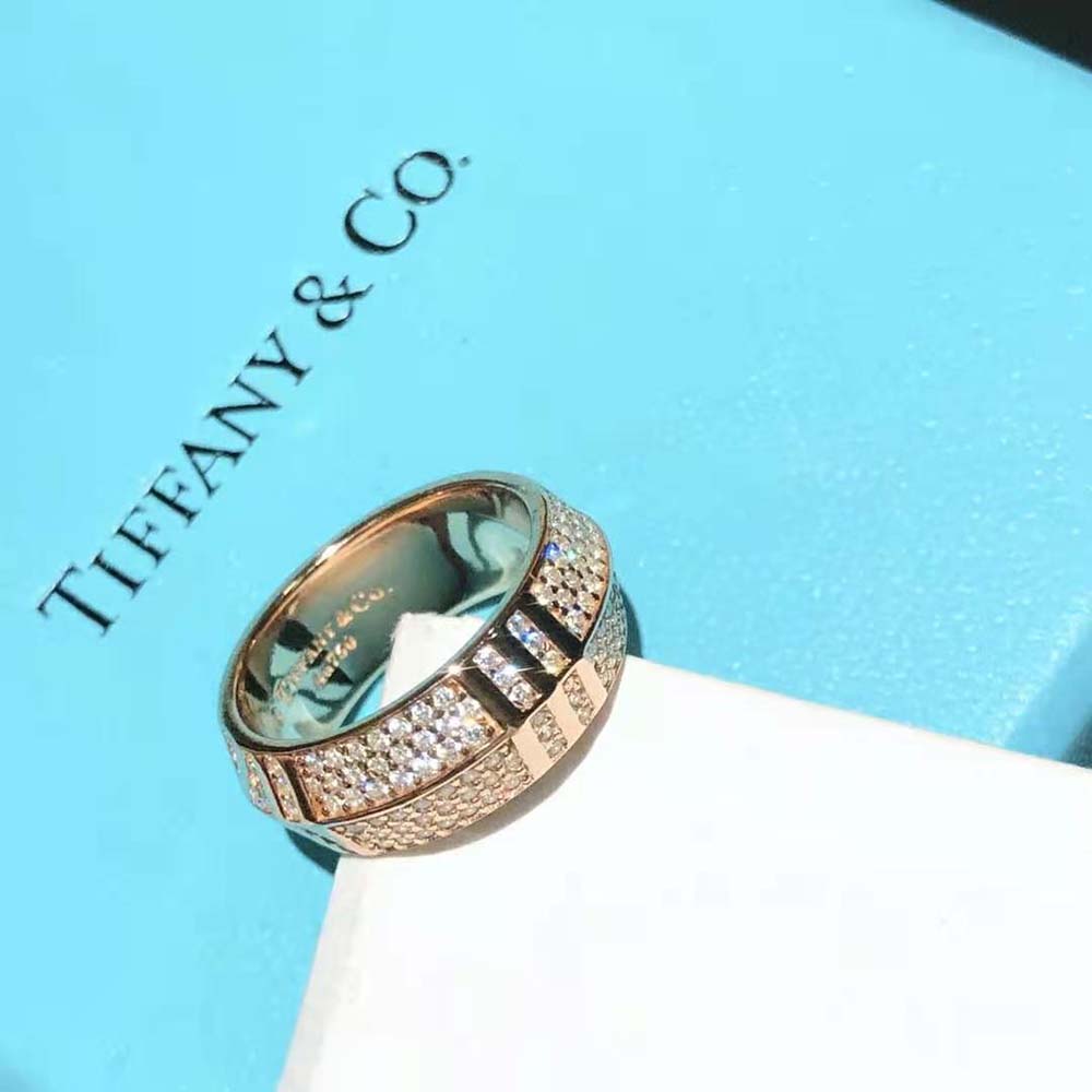 Tiffany X Closed Wide Ring in Rose Gold with Pavé Diamonds (2)