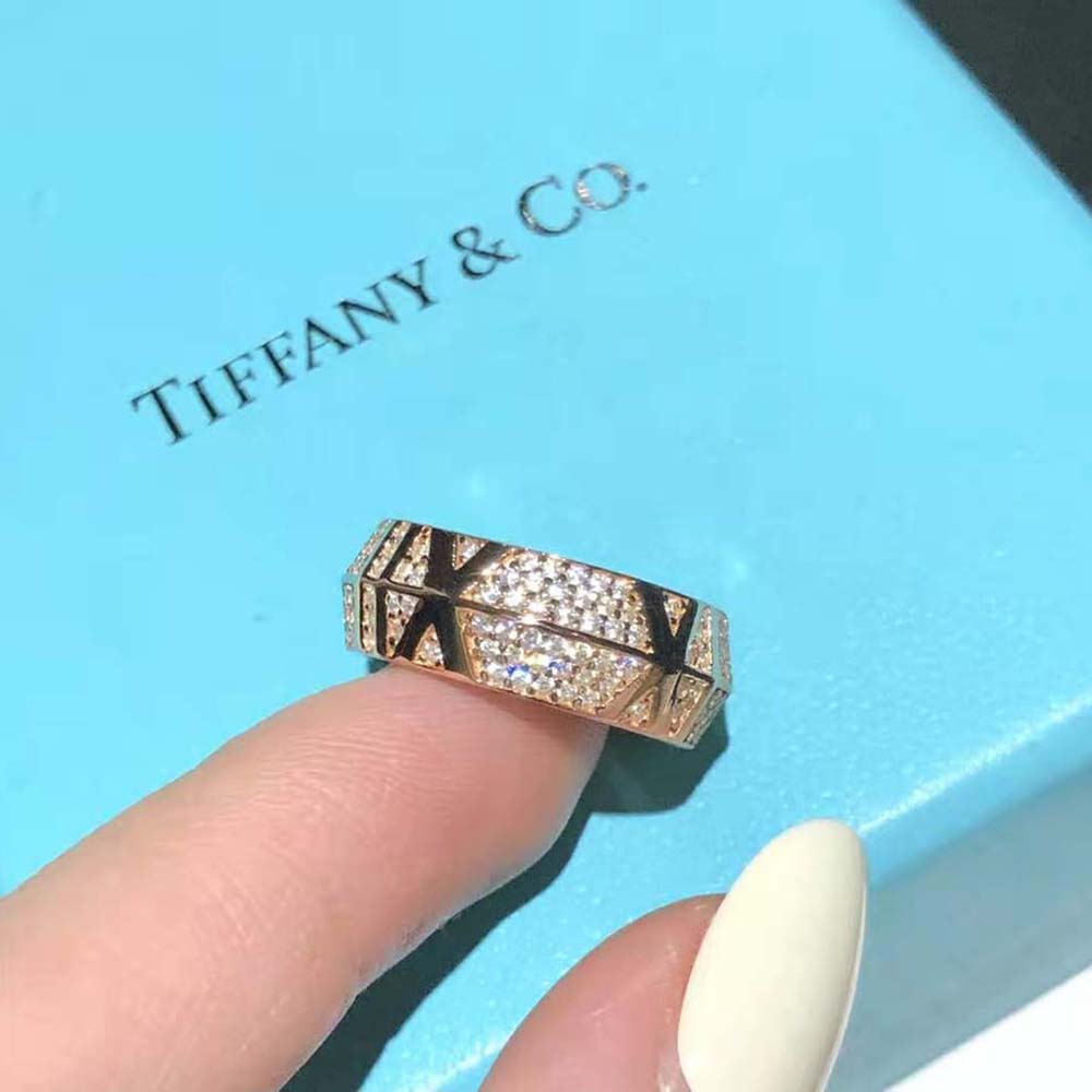 Tiffany X Closed Wide Ring in Rose Gold with Pavé Diamonds (3)