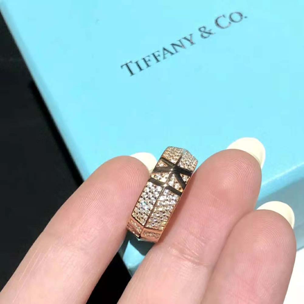 Tiffany X Closed Wide Ring in Rose Gold with Pavé Diamonds (6)