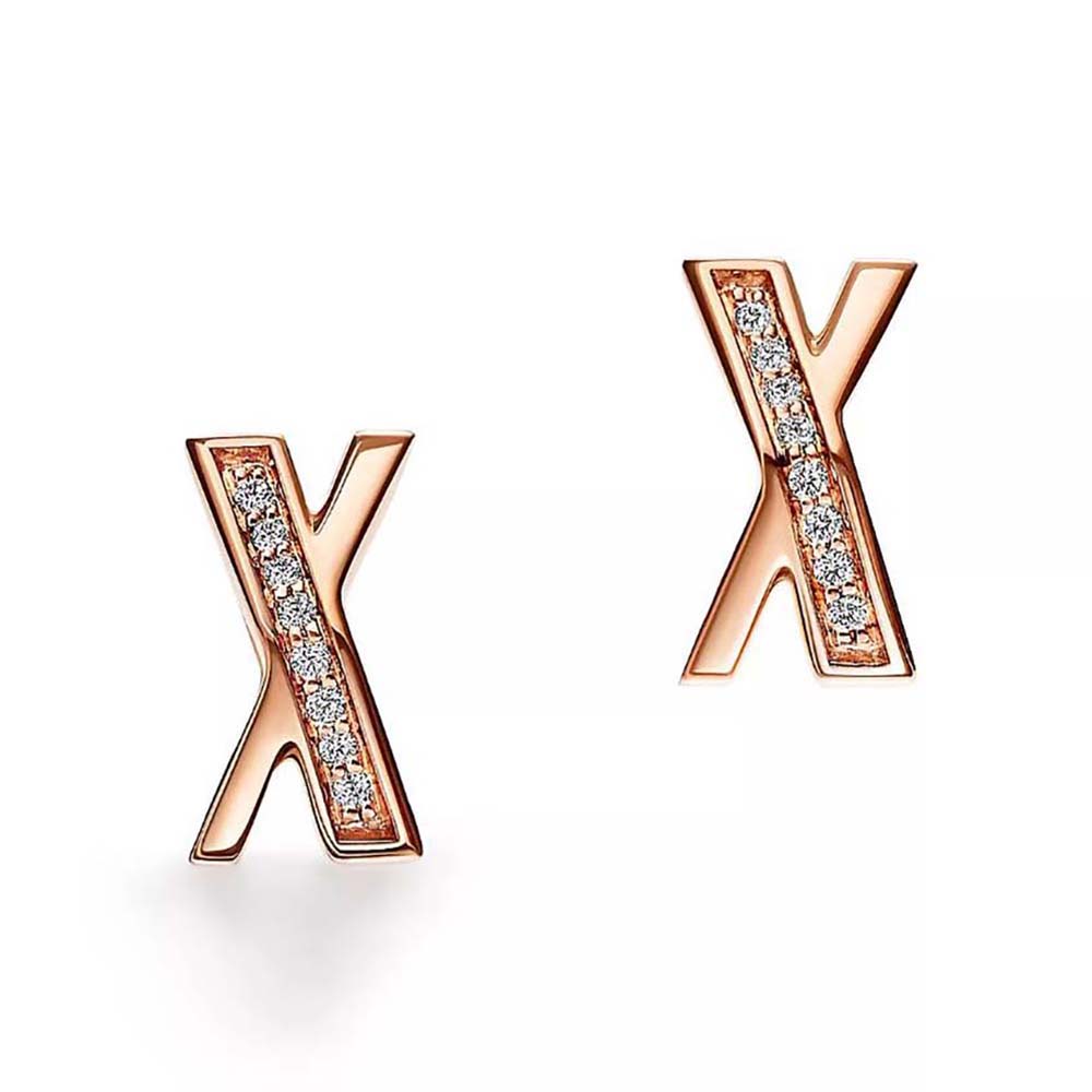 Tiffany X Earrings in Rose Gold with Diamonds