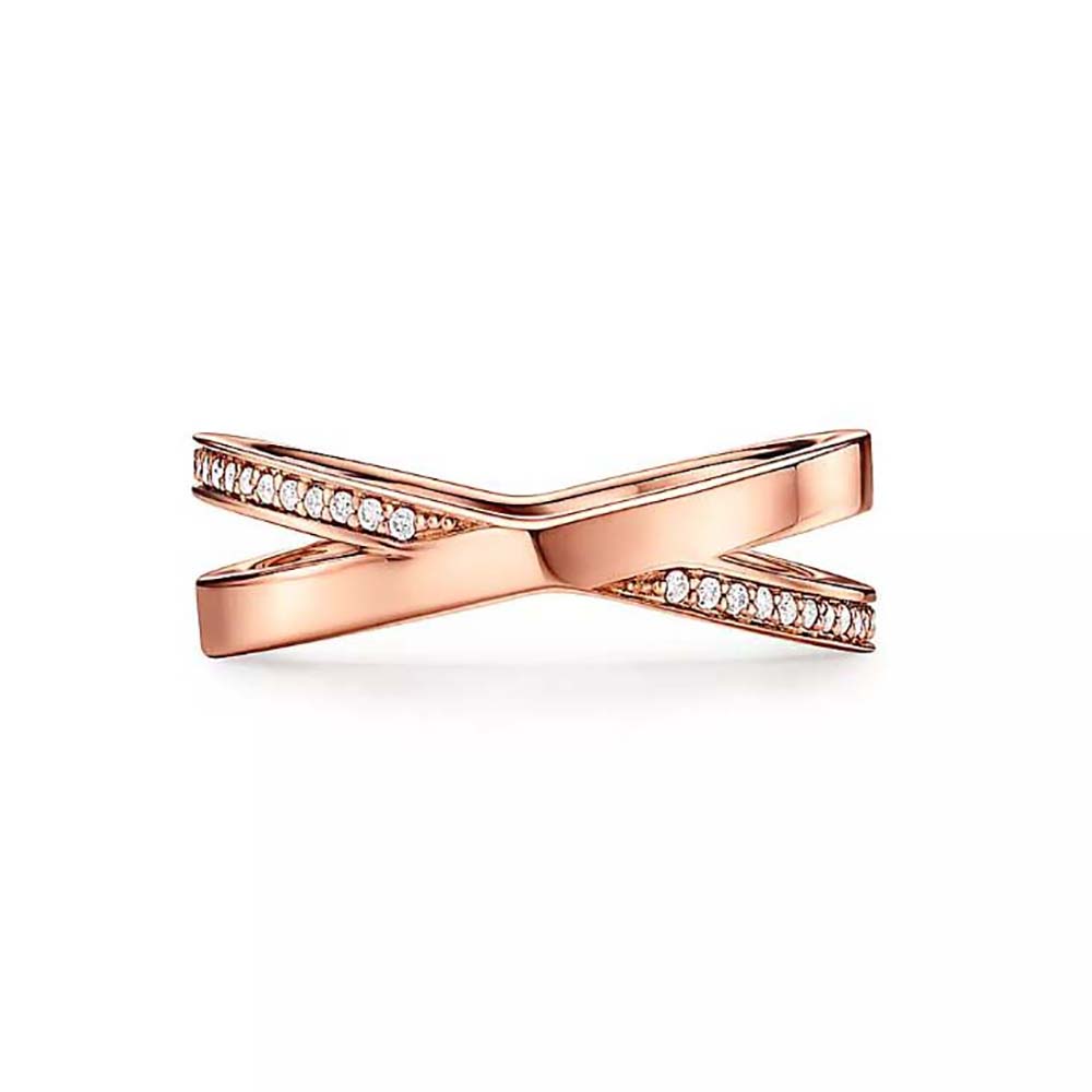 Tiffany X Narrow Ring in Rose Gold with Diamonds