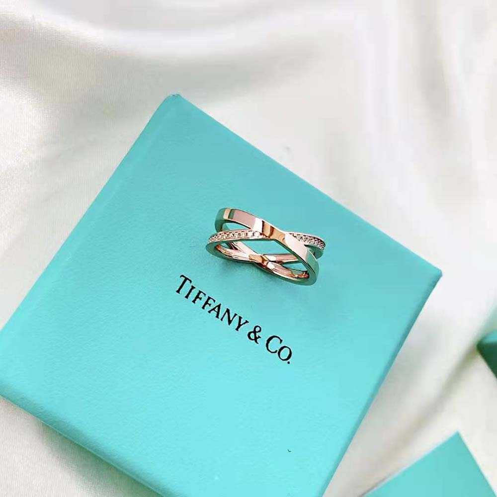 Tiffany X Narrow Ring in Rose Gold with Diamonds (2)