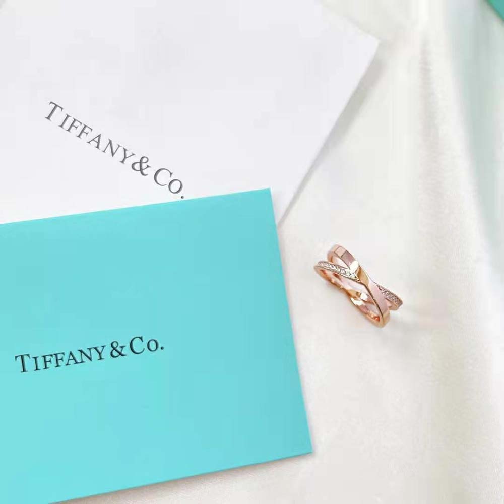 Tiffany X Narrow Ring in Rose Gold with Diamonds (3)