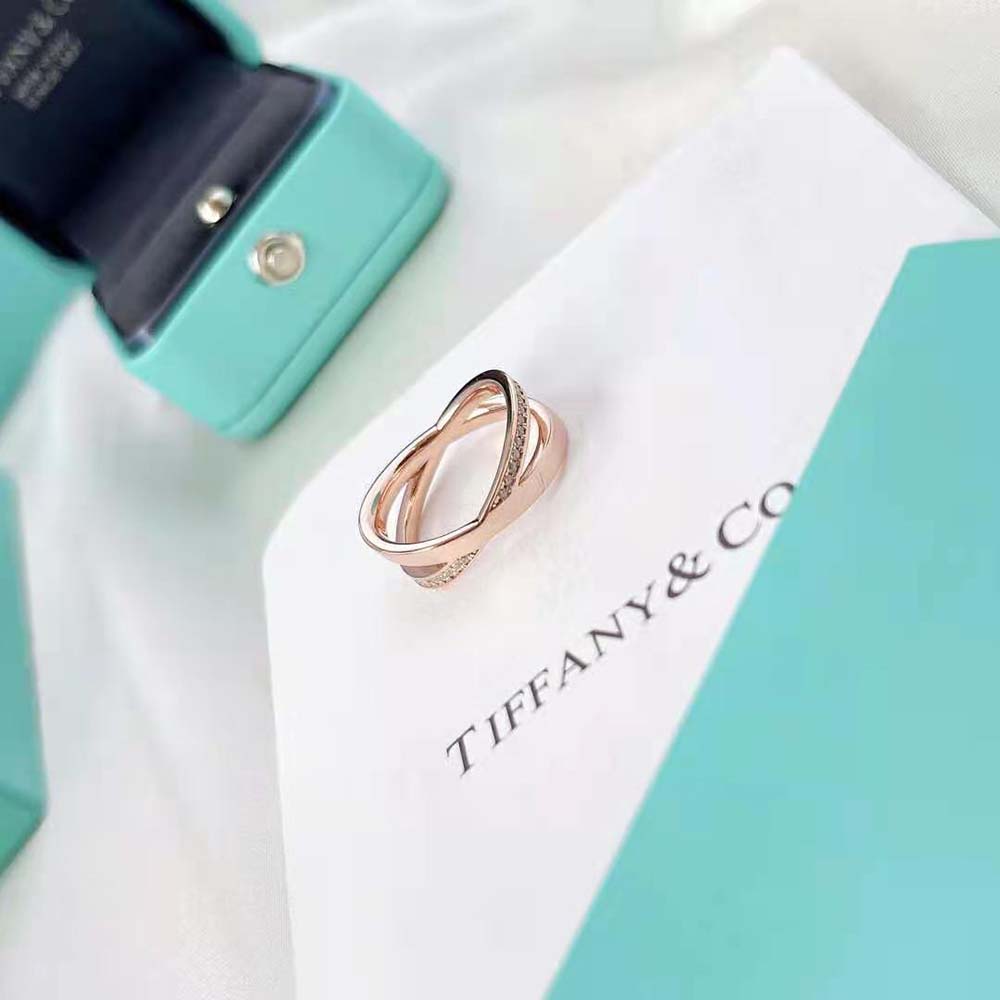 Tiffany X Narrow Ring in Rose Gold with Diamonds (5)