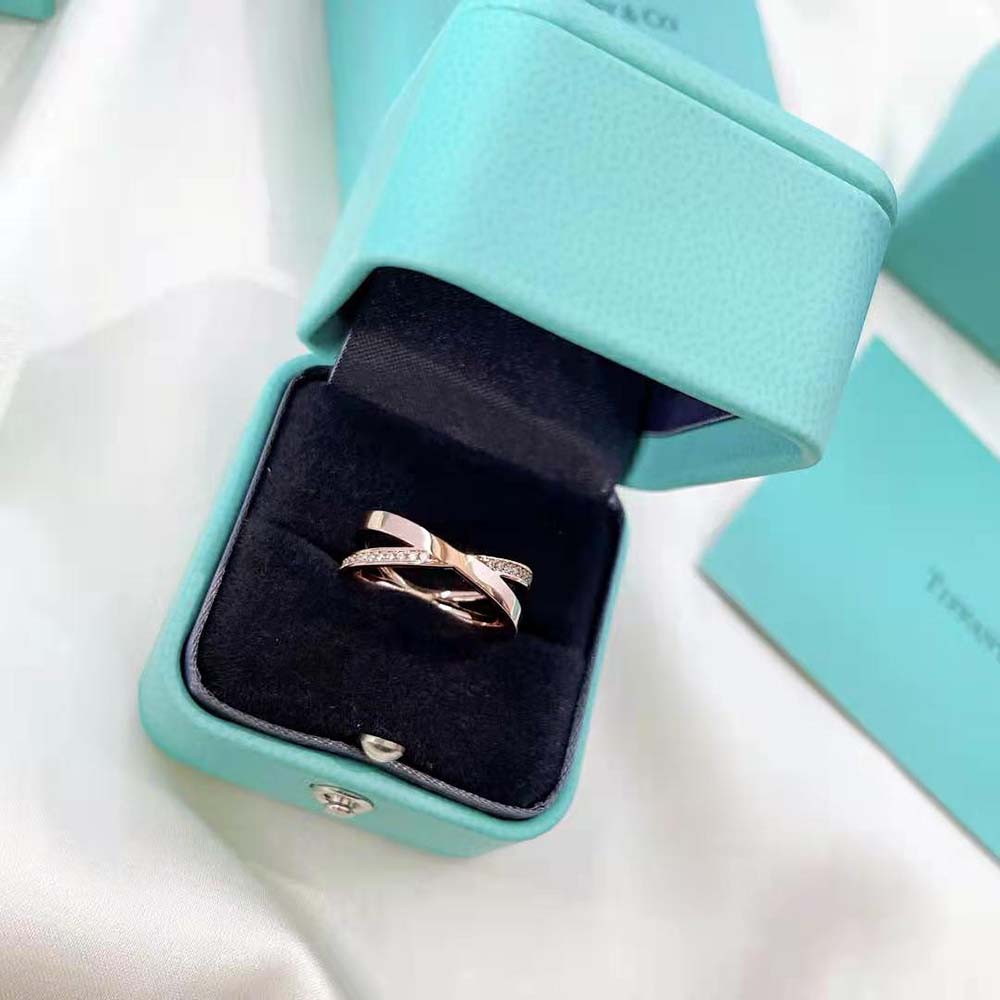 Tiffany X Narrow Ring in Rose Gold with Diamonds (6)