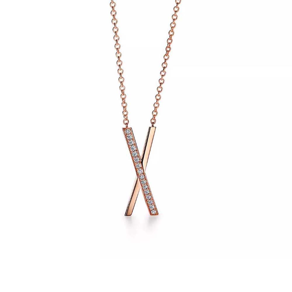 Tiffany X Pendant in Rose Gold with Diamonds