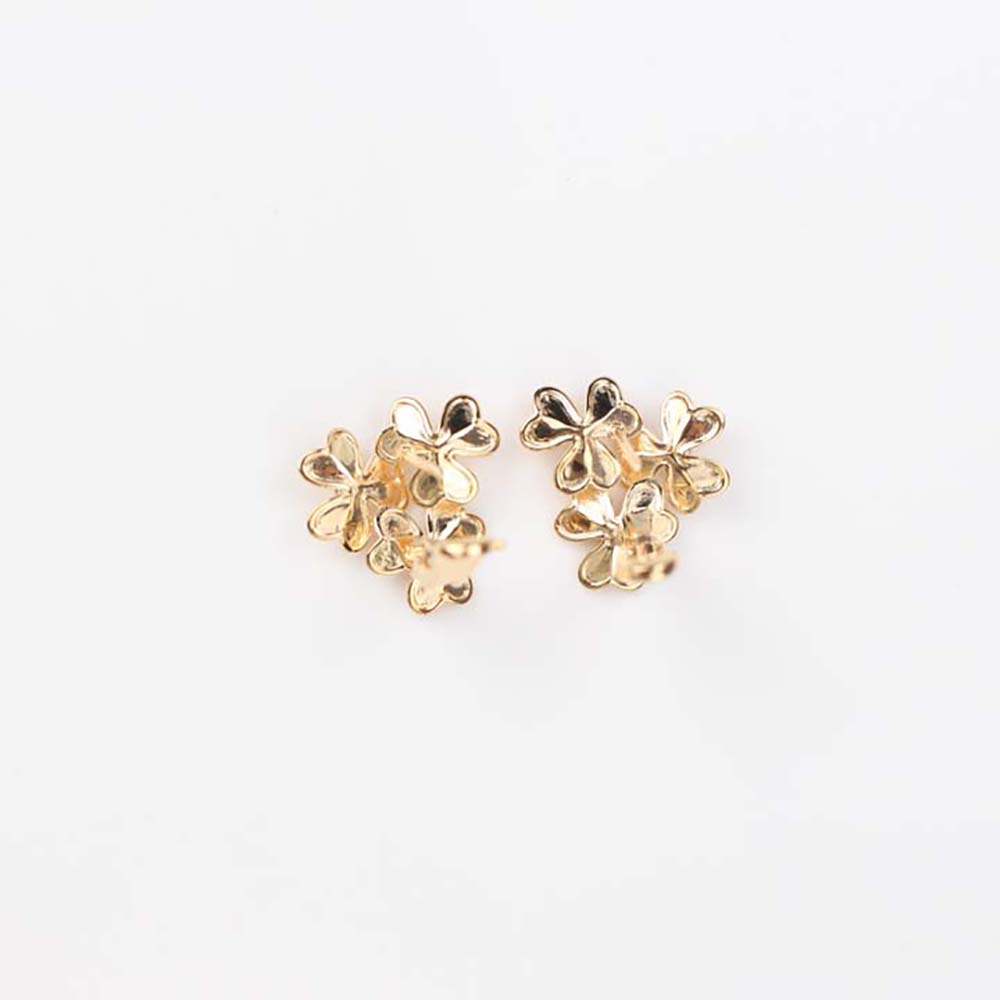 Van Cleef & Arpels Lady Frivole Earrings 3 Flowers Mini Model in 18K Yellow Gold (5)