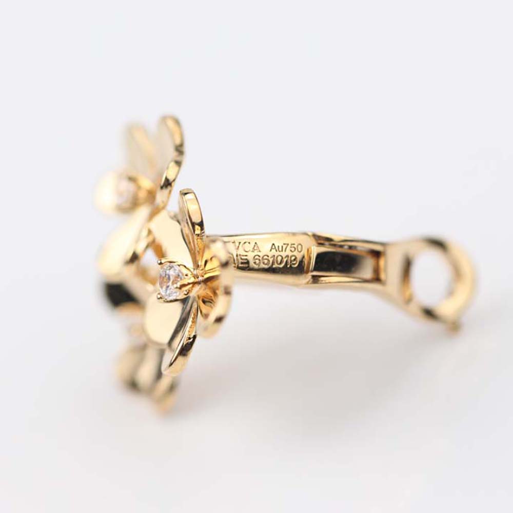 Van Cleef & Arpels Lady Frivole Earrings 3 Flowers Mini Model in 18K Yellow Gold (7)