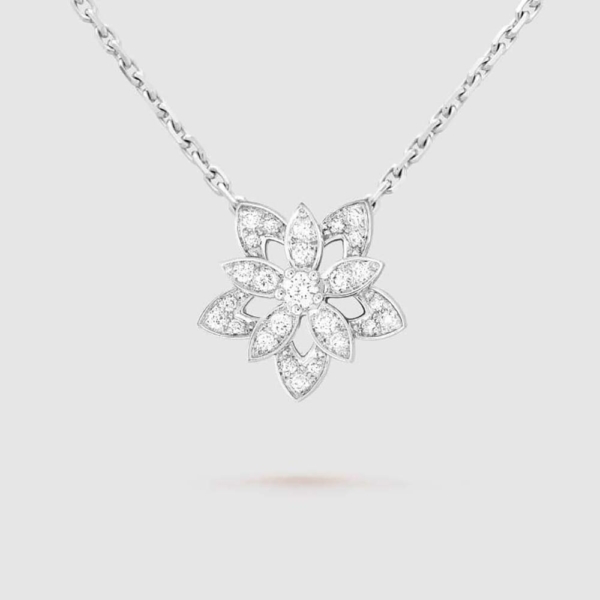 Van Cleef & Arpels Lady Lotus Openwork Pendant Mini Model in 18K White Gold (1)