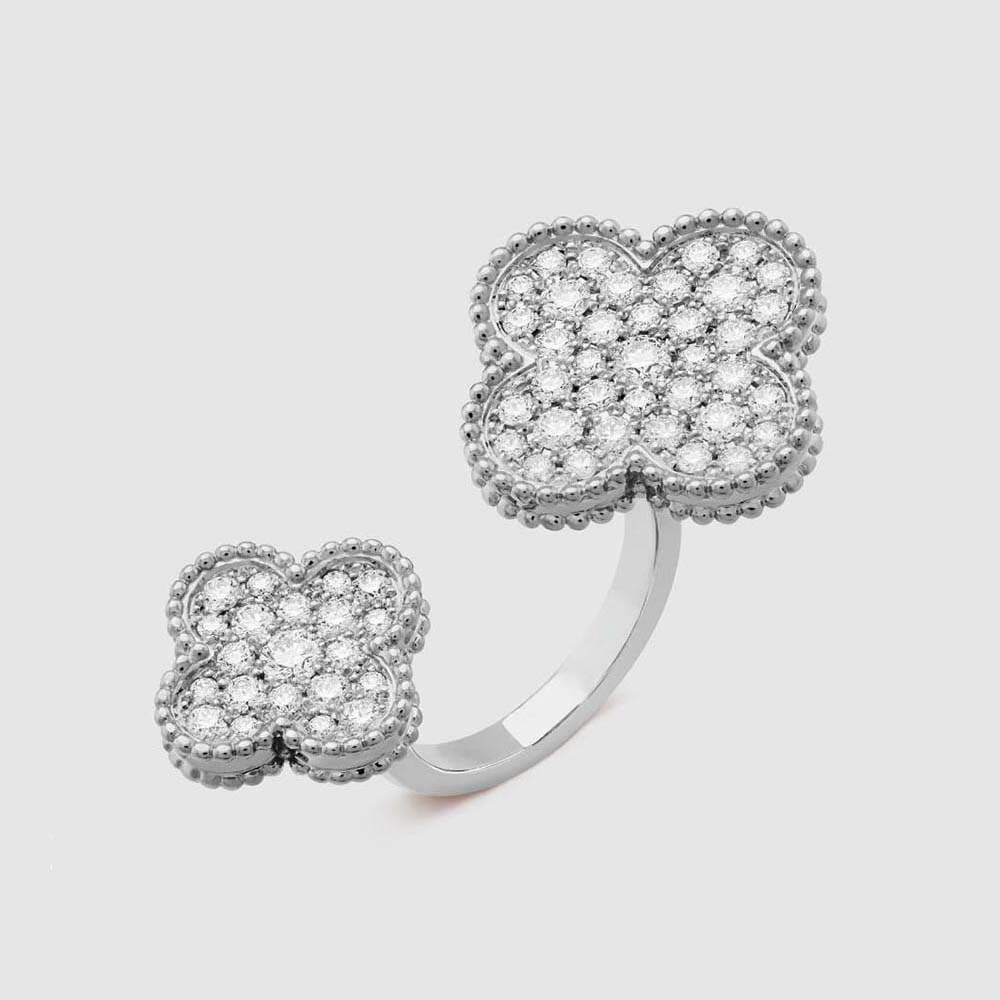 Van Cleef & Arpels Lady Magic Alhambra Between the Finger Ring in 18K White Gold