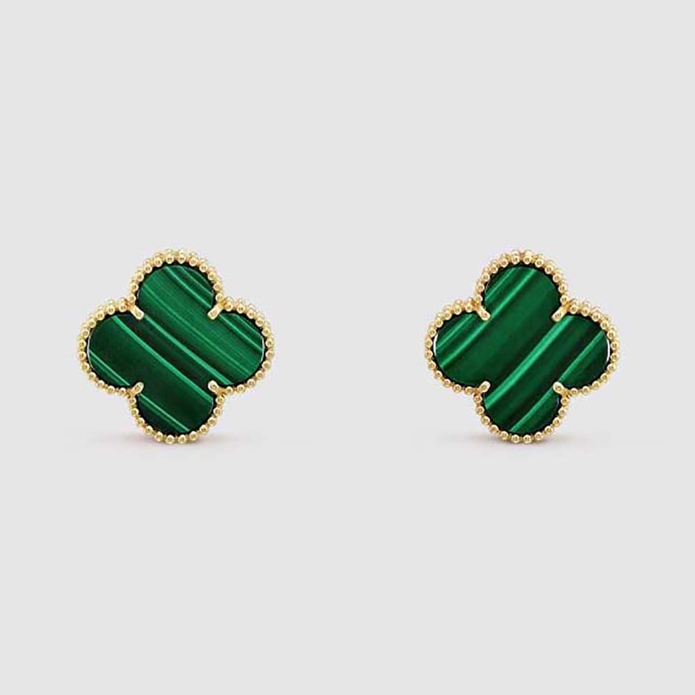 Van Cleef & Arpels Lady Magic Alhambra Earrings in 18K Yellow Gold-Green