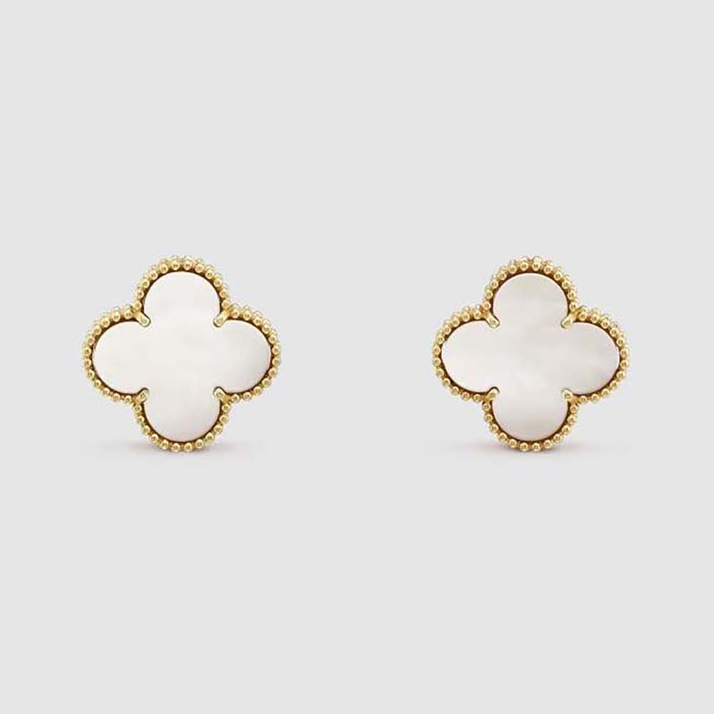 Van Cleef & Arpels Lady Magic Alhambra Earrings in 18K Yellow Gold-White
