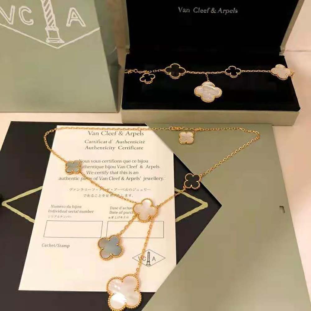 Van Cleef & Arpels Lady Magic Alhambra Necklace 6 Motifs in 18K Yellow Gold (7)