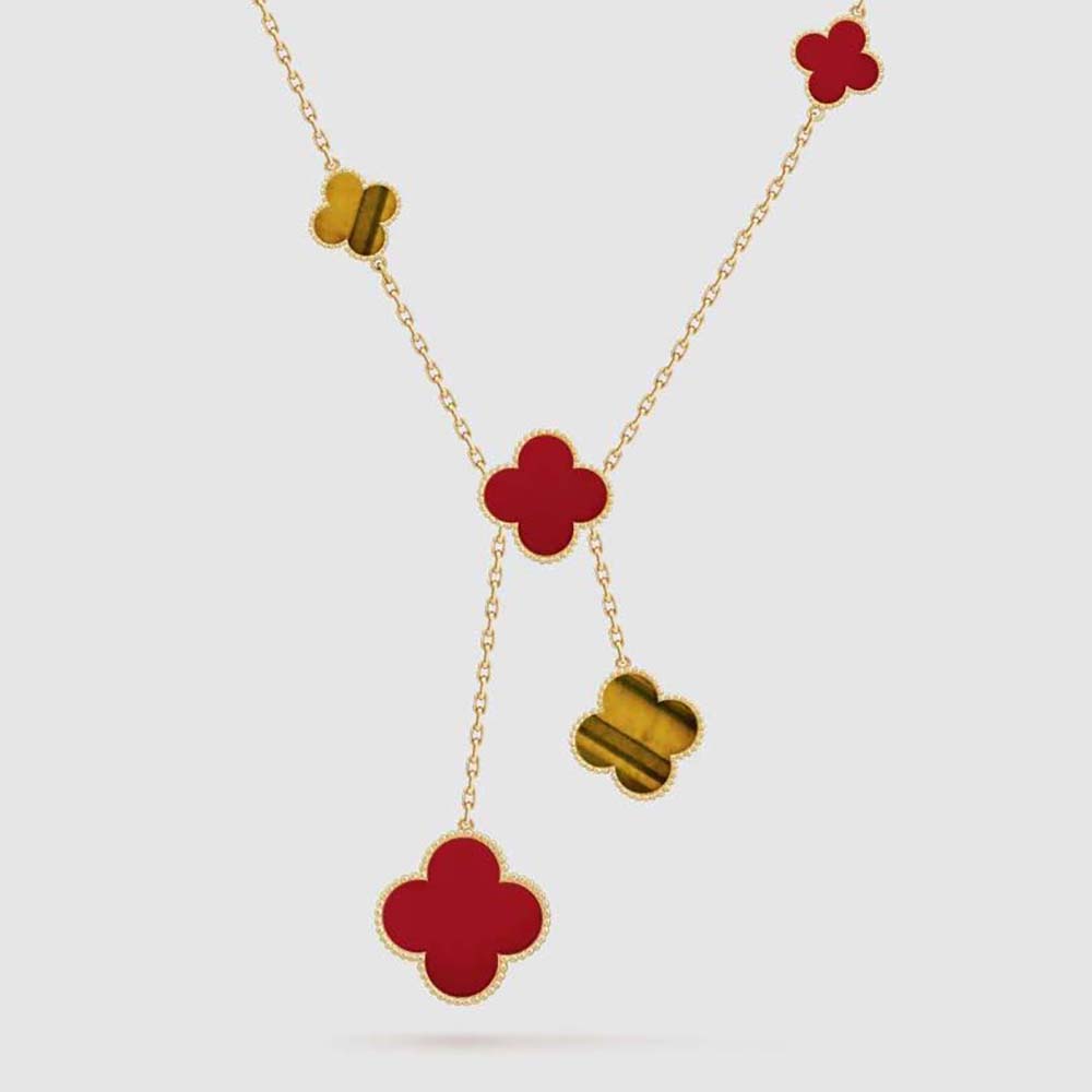 Van Cleef & Arpels Lady Magic Alhambra Necklace 6 Motifs in 18K Yellow Gold-Red (1)