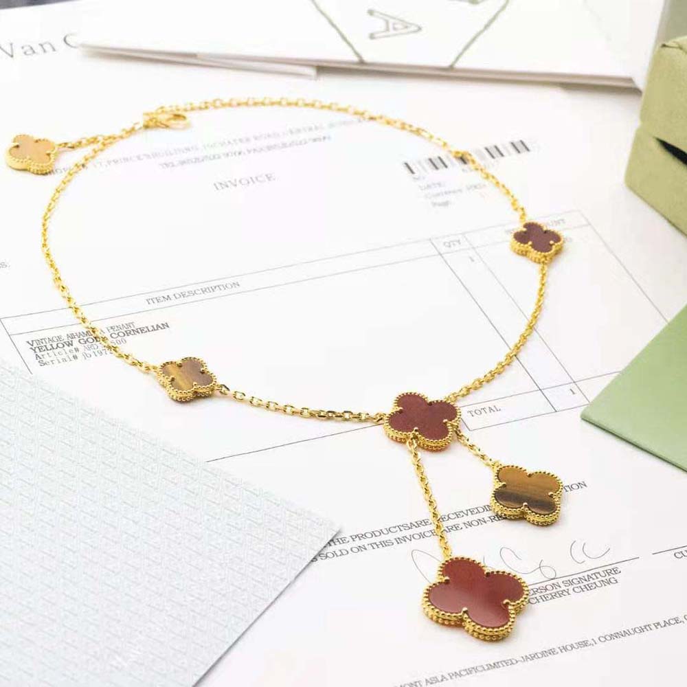 Van Cleef & Arpels Lady Magic Alhambra Necklace 6 Motifs in 18K Yellow Gold-Red (3)
