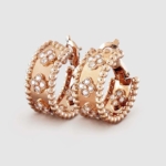 Van Cleef & Arpels Lady Perlée Clovers Hoop Earrings in 18K Rose Gold