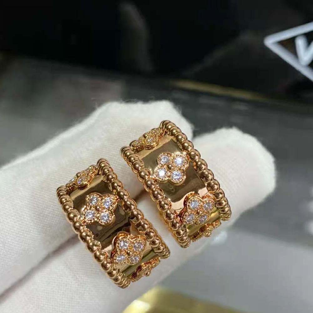 Van Cleef & Arpels Lady Perlée Clovers Hoop Earrings in 18K Rose Gold (3)