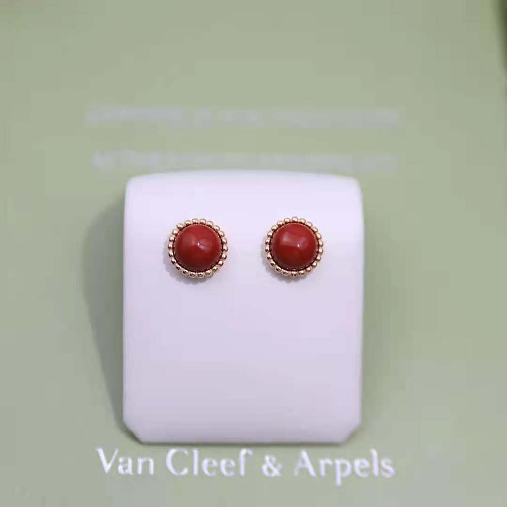 Van Cleef & Arpels Lady Perlée Couleurs Earrings in 18K Rose Gold-Red (6)