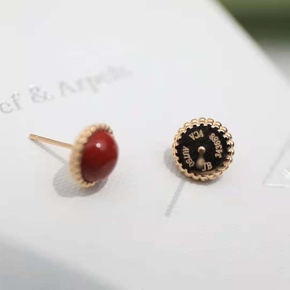 Van Cleef & Arpels Lady Perlée Couleurs Earrings in 18K Rose Gold-Red (7)