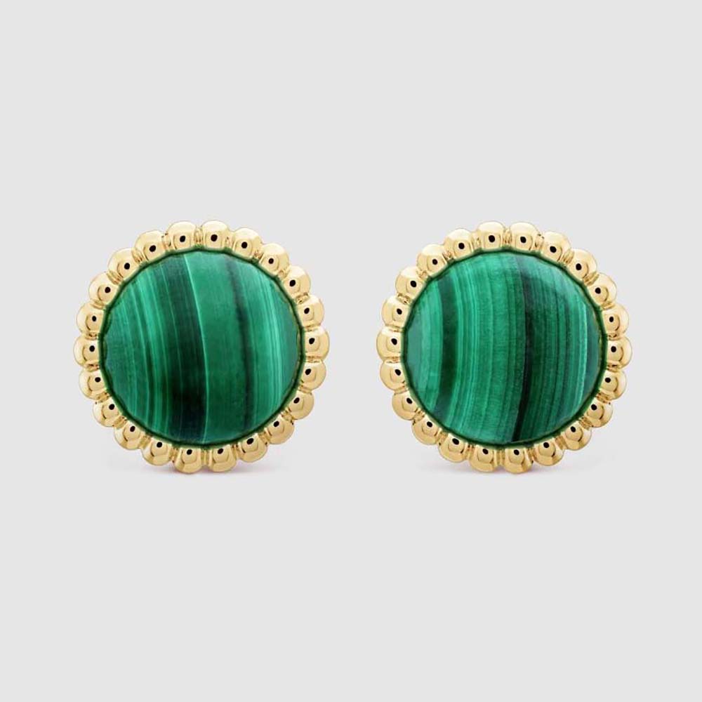 Van Cleef & Arpels Lady Perlée Couleurs Earrings in 18K Yellow Gold-Green