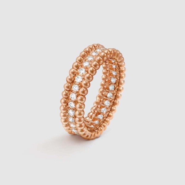 Van Cleef & Arpels Lady Perlée Diamonds Ring 1 Row in 18K Rose Gold (1)