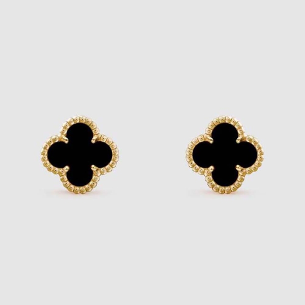 Van Cleef & Arpels Lady Sweet Alhambra Earstuds in 18K Yellow Gold-Black (1)