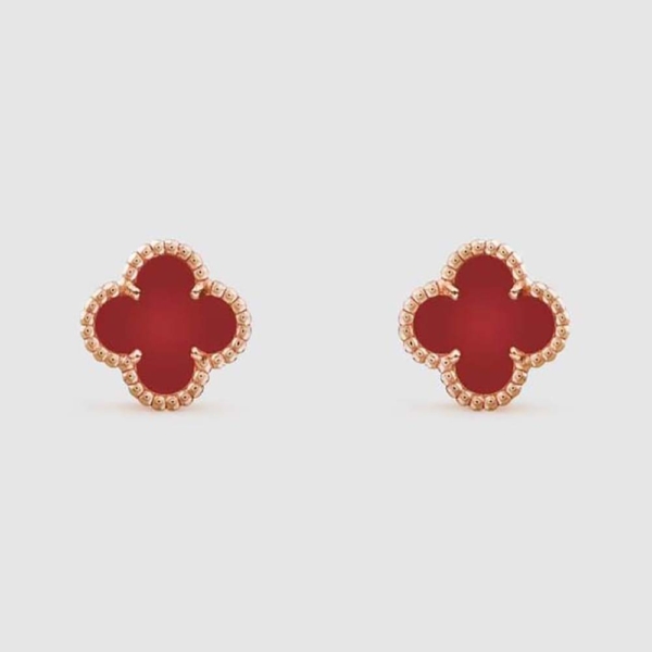 Van Cleef & Arpels Lady Sweet Alhambra Earstuds in 18K Yellow Gold-Red (1)