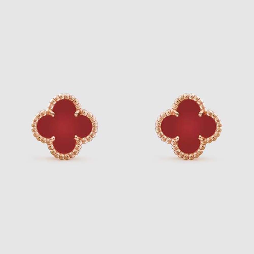 Van Cleef & Arpels Lady Sweet Alhambra Earstuds in 18K Yellow Gold-Red (1)