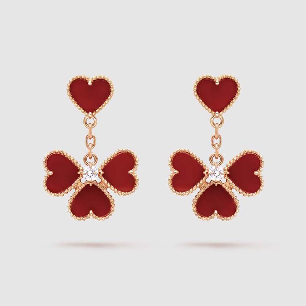 Van Cleef & Arpels Lady Sweet Alhambra Effeuillage Earrings in 18K Rose Gold