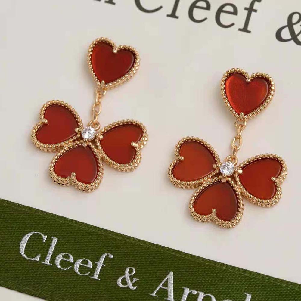 Van Cleef & Arpels Lady Sweet Alhambra Effeuillage Earrings in 18K Rose Gold (2)