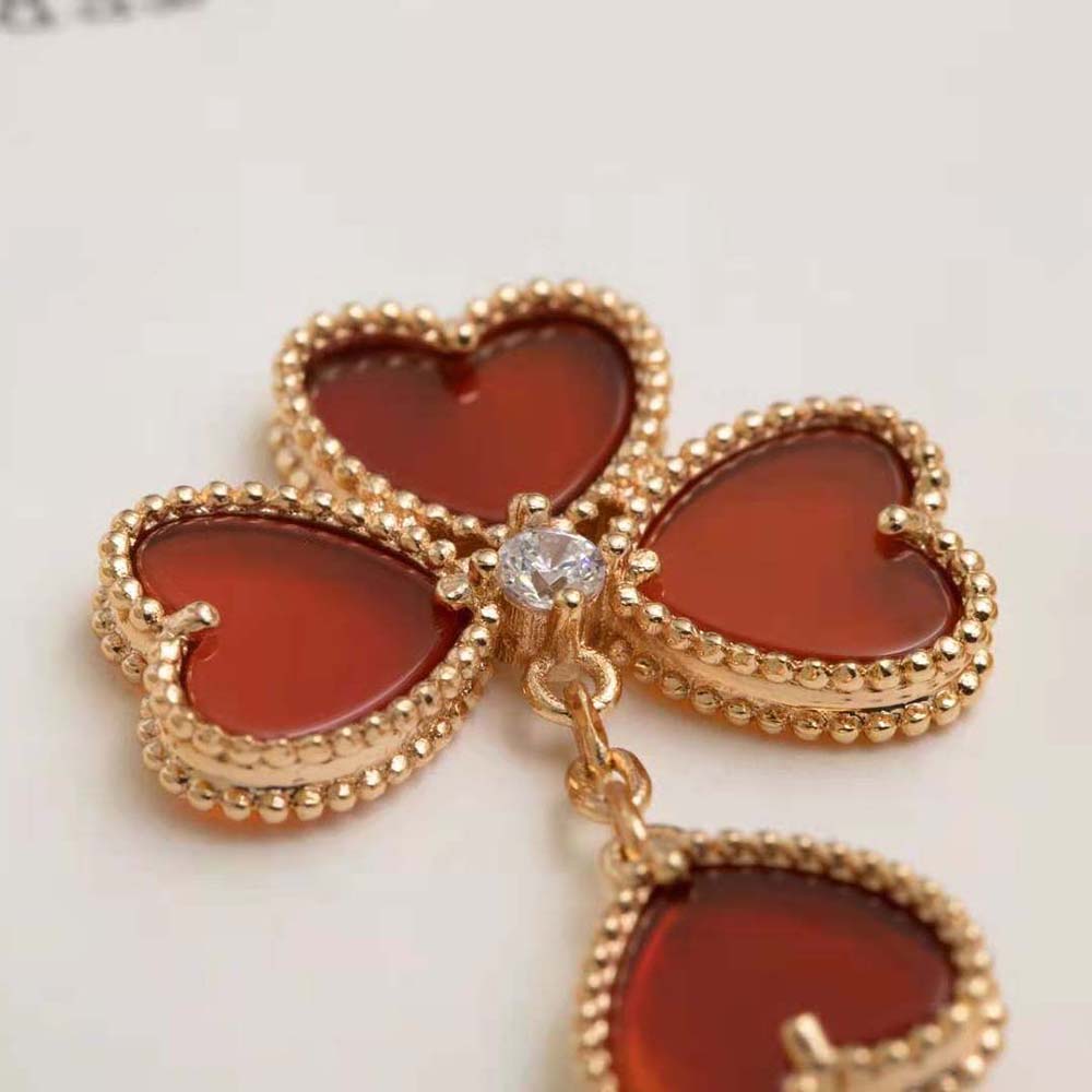 Van Cleef & Arpels Lady Sweet Alhambra Effeuillage Earrings in 18K Rose Gold (4)