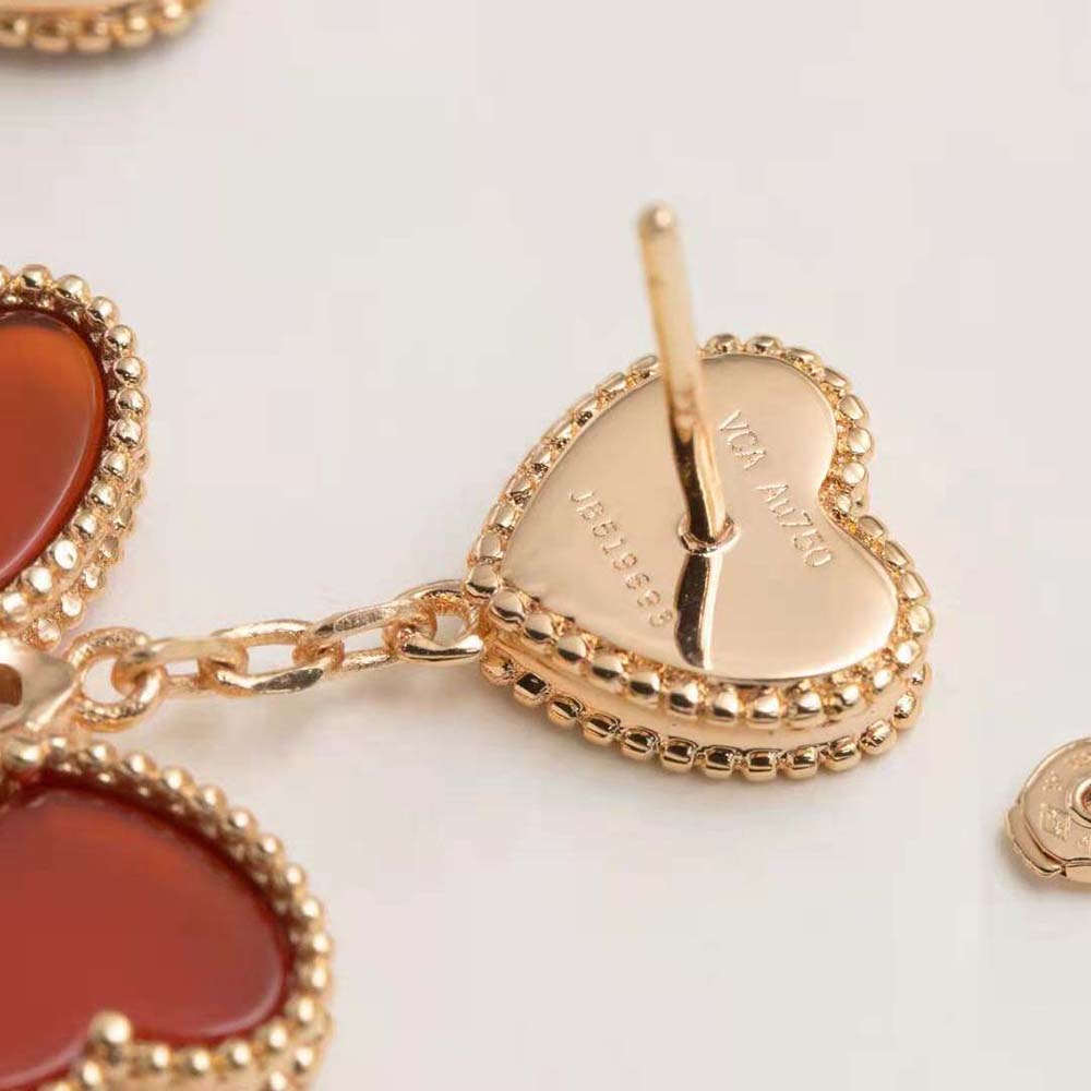 Van Cleef & Arpels Lady Sweet Alhambra Effeuillage Earrings in 18K Rose Gold (5)