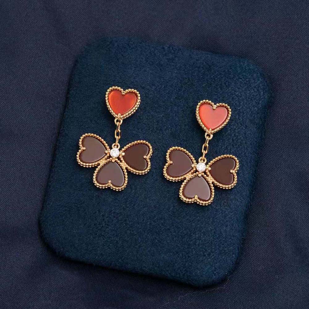 Van Cleef & Arpels Lady Sweet Alhambra Effeuillage Earrings in 18K Rose Gold (7)
