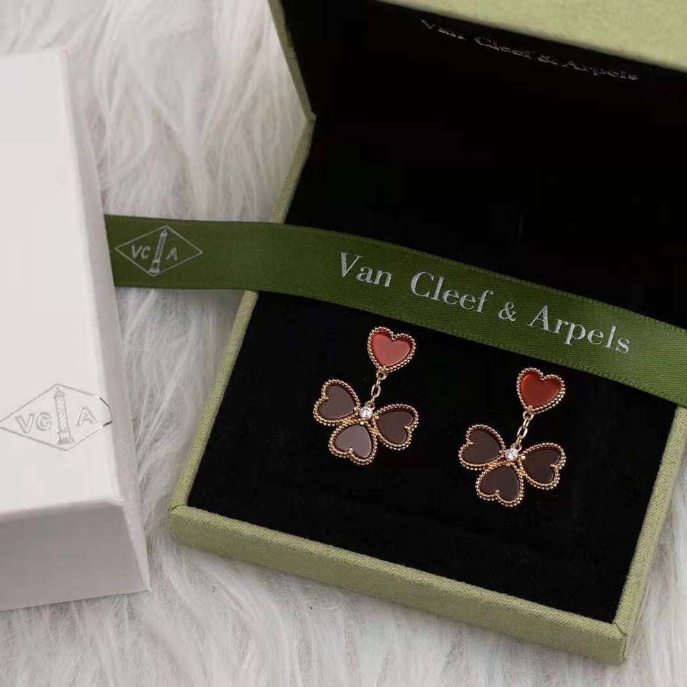 Van Cleef & Arpels Lady Sweet Alhambra Effeuillage Earrings in 18K Rose Gold (8)
