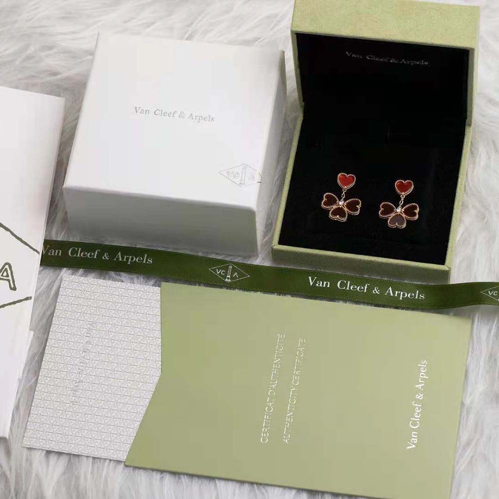 Van Cleef & Arpels Lady Sweet Alhambra Effeuillage Earrings in 18K Rose Gold (9)