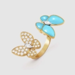 Van Cleef & Arpels Lady Two Butterfly Zwischenfingerring aus 18 Karat Gelbgold