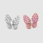 Van Cleef & Arpels Lady Two Butterfly Earrings in 18K White Gold