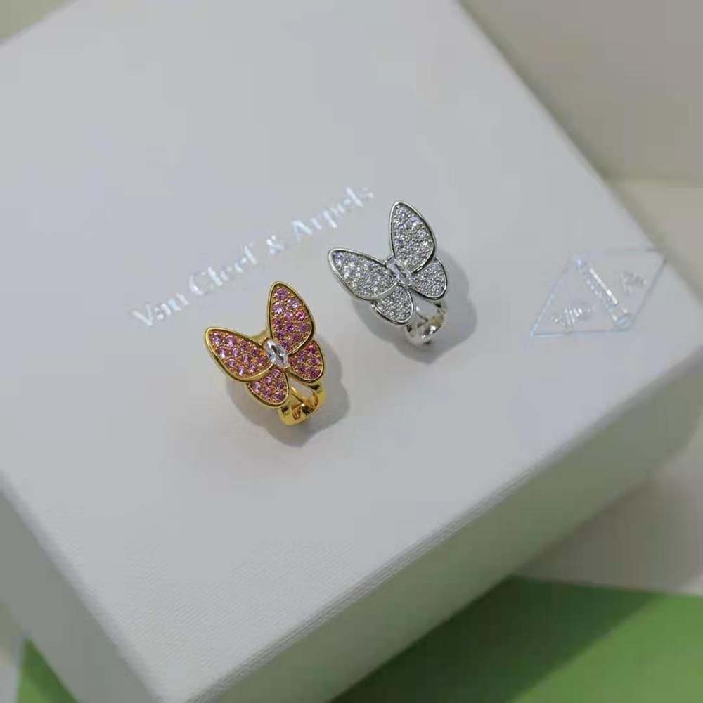 Van Cleef & Arpels Lady Two Butterfly Earrings in 18K White Gold (4)
