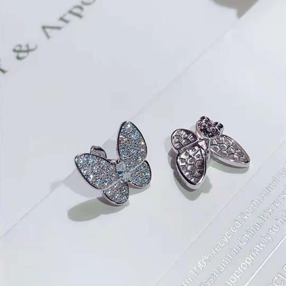 Van Cleef & Arpels Lady Two Butterfly Earrings in 18K White Gold and Diamond (5)