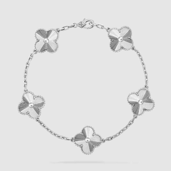 Van Cleef & Arpels Lady Vintage Alhambra Bracelet 5 Motifs in 18K White Gold (1)