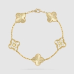 Van Cleef & Arpels Lady Vintage Alhambra Bracelet 5 Motifs in 18K Yellow Gold