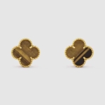 Van Cleef & Arpels Lady Vintage Alhambra Earrings in 18K Yellow Gold-Brown