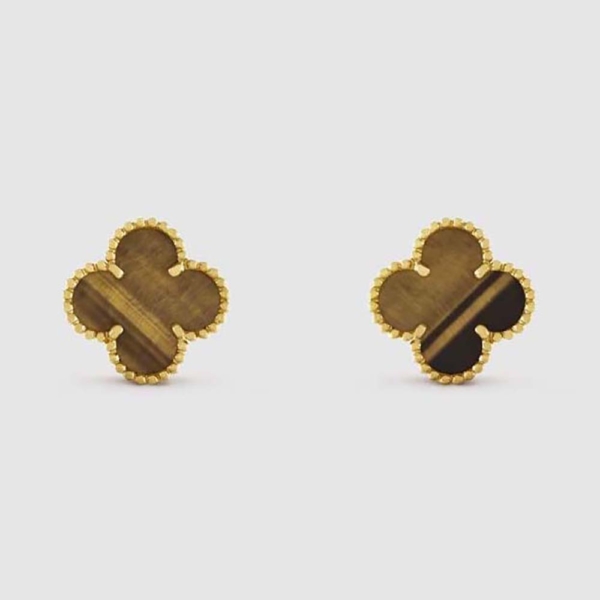 Van Cleef & Arpels Lady Vintage Alhambra Earrings in 18K Yellow Gold-Brown (1)