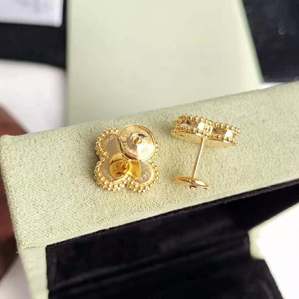 Van Cleef & Arpels Lady Vintage Alhambra Earrings in 18K Yellow Gold-Brown (5)