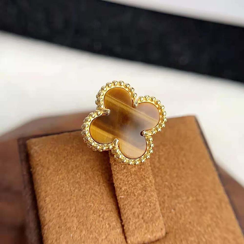 Van Cleef & Arpels Lady Vintage Alhambra Earrings in 18K Yellow Gold-Brown (7)