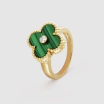 Van Cleef & Arpels Lady Vintage Alhambra Ring in 18K Yellow Gold-Green