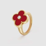 Van Cleef & Arpels Lady Vintage Alhambra Ring in 18K Yellow Gold-Red