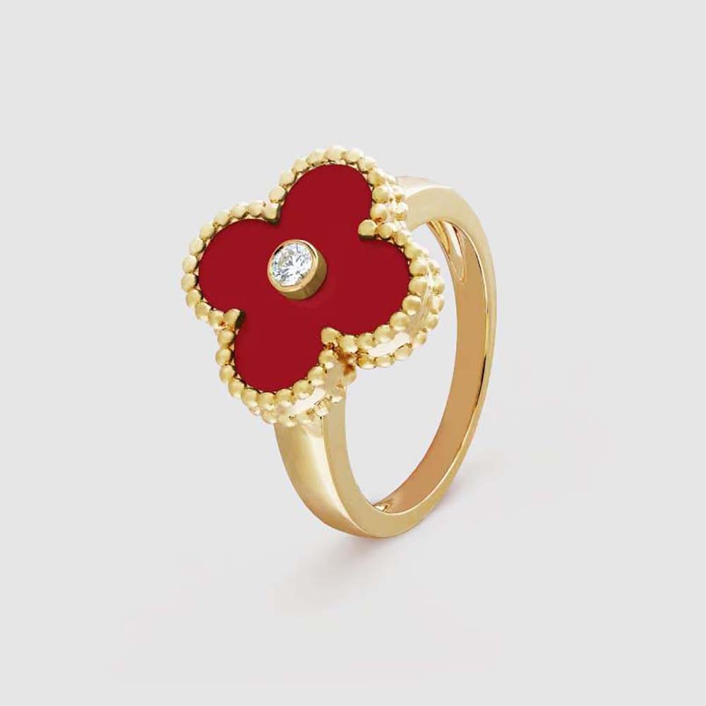 Van Cleef & Arpels Lady Vintage Alhambra Ring in 18K Yellow Gold-Red (1)
